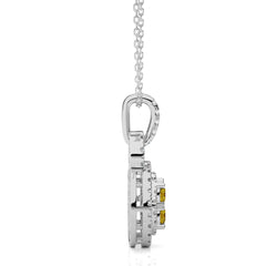 1 CT. Fancy Yellow Cushion Diamond Pendant