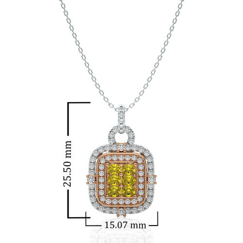 Fancy Yellow Radiant Natural Diamond Fashion Pendant