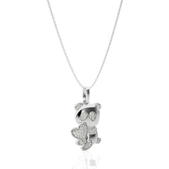 1/8 CT. Charming Cute Bear cub cartoon Lab Created Diamond Pendant/Necklace