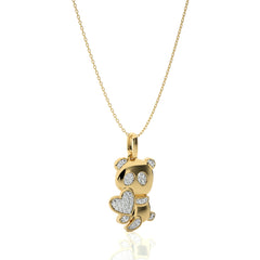 1/8 CT. Charming Cute Bear cub cartoon Lab Created Diamond Pendant/Necklace