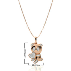 1/8 CT. Charming Cute Bear cub cartoon Lab Created Diamond Pendant/Necklace