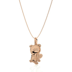1/8 CT. Charming Cute Bear cub cartoon Lab Created Diamond Pendant/Necklace