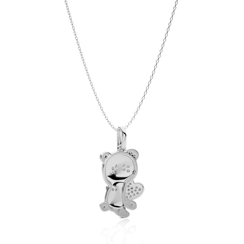 1/8 CT. Charming Cute Bear cub cartoon Lab Created Diamond Pendant/Necklace