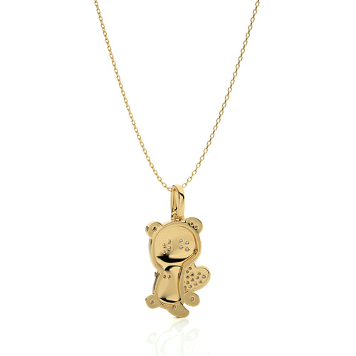 1/8 CT. Charming Cute Bear cub cartoon Lab Created Diamond Pendant/Necklace