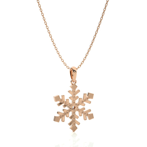 1/6 CT. Sparkling Snowflake Round Natural Diamond Pendant