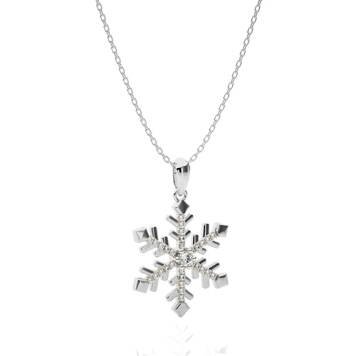 1/6 CT. Sparkling Snowflake Round Natural Diamond Pendant