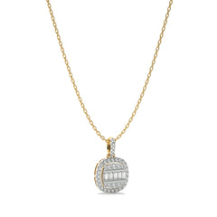 5/8 CT. Cushion Shape Halo Style Round and Baguette Lab Created Diamond Pendant