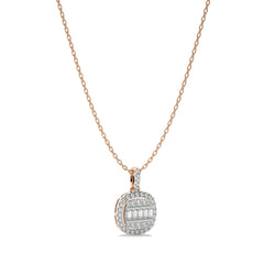 5/8 CT. Cushion Shape Halo Style Round and Baguette Lab Created Diamond Pendant