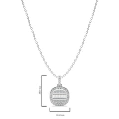 5/8 CT. Cushion Shape Halo Style Round and Baguette Lab Created Diamond Pendant