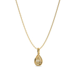 3/8 CT. Pear Shape Halo Round and Baguette Natural Diamond Pendant
