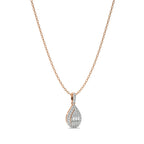 3/8 CT. Pear Shape Halo Round and Baguette Lab Created Diamond Pendant