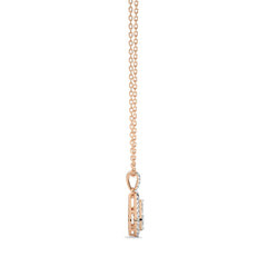 3/8 CT. Pear Shape Halo Round and Baguette Natural Diamond Pendant