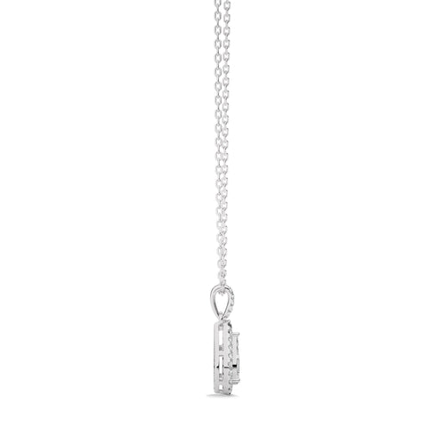 3/8 CT. Pear Shape Halo Round and Baguette Natural Diamond Pendant