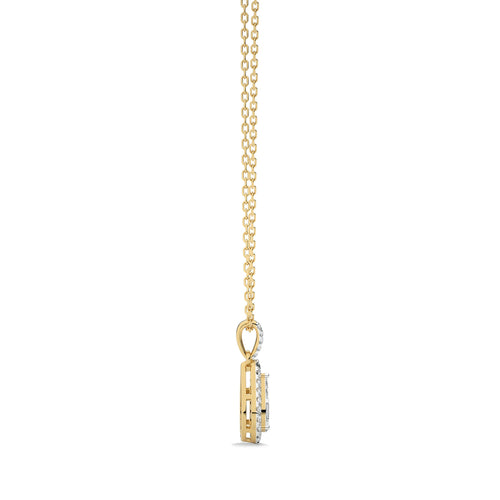 3/8 CT. Pear Shape Halo Round and Baguette Natural Diamond Pendant