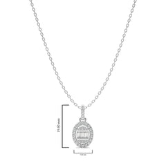 3/8 CT. Oval Shape Halo Round and Baguette Natural Diamond Pendant