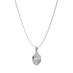 3/8 CT. Oval Shape Halo Round and Baguette Natural Diamond Pendant