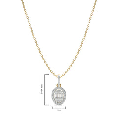 3/8 CT. Oval Shape Halo Round and Baguette Natural Diamond Pendant