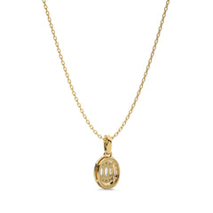 3/8 CT. Oval Shape Halo Round and Baguette Natural Diamond Pendant