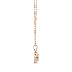 3/8 CT. Oval Shape Halo Round and Baguette Natural Diamond Pendant