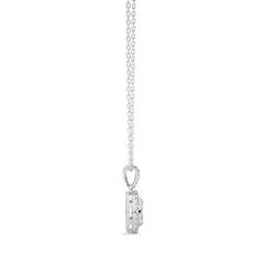3/8 CT. Oval Shape Halo Round and Baguette Natural Diamond Pendant