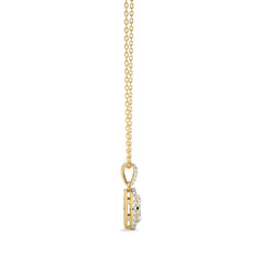 3/8 CT. Oval Shape Halo Round and Baguette Natural Diamond Pendant