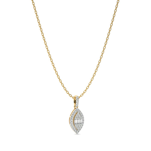 3/8 CT. Marquise Shape Halo Round and Baguette Natural Diamond Pendant