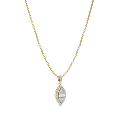 3/8 CT. Marquise Shape Halo Round and Baguette Natural Diamond Pendant
