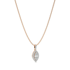 3/8 CT. Marquise Shape Halo Round and Baguette Lab Created Diamond Pendant