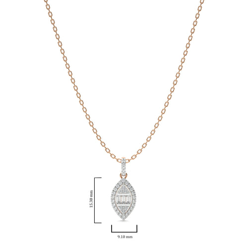 3/8 CT. Marquise Shape Halo Round and Baguette Lab Created Diamond Pendant