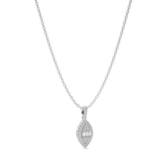 3/8 CT. Marquise Shape Halo Round and Baguette Natural Diamond Pendant