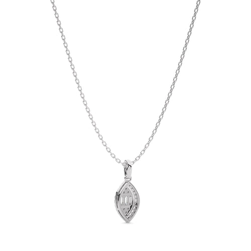 3/8 CT. Marquise Shape Halo Round and Baguette Natural Diamond Pendant