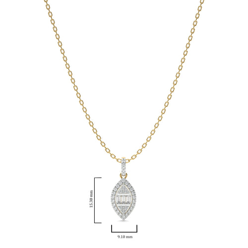 3/8 CT. Marquise Shape Halo Round and Baguette Natural Diamond Pendant
