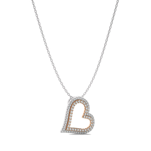5/8 CT. Round Natural Diamond Heart Pendant