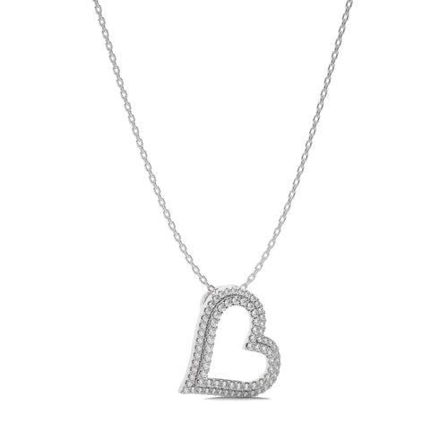 5/8 CT. Round Natural Diamond Heart Pendant