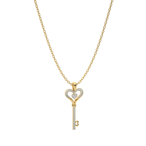 1/4 CT. Round Natural Diamond Key Pendant