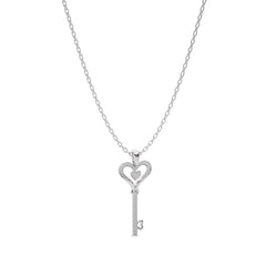 1/4 CT. Round Natural Diamond Key Pendant