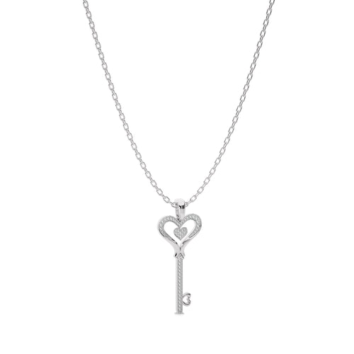 1/4 CT. Round Natural Diamond Key Pendant