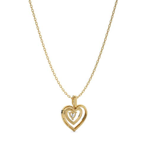 5/8 CT. Triple Layer Round Natural Diamond Heart Pendant