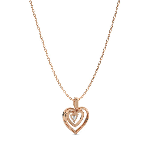 5/8 CT. Triple Layer Round Natural Diamond Heart Pendant