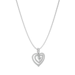 5/8 CT. Triple Layer Round Natural Diamond Heart Pendant