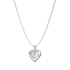 5/8 CT. Triple Layer Round Natural Diamond Heart Pendant