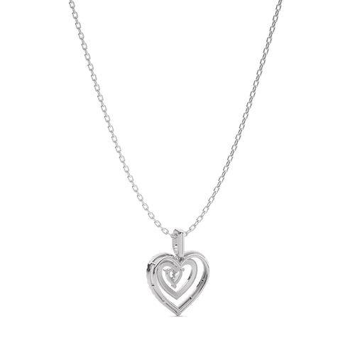 5/8 CT. Triple Layer Round Natural Diamond Heart Pendant