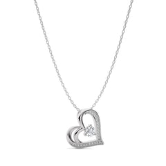 3/8 CT. Round Natural Diamond Heart Pendant