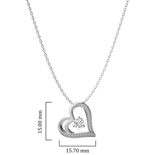 3/8 CT. Round Natural Diamond Heart Pendant