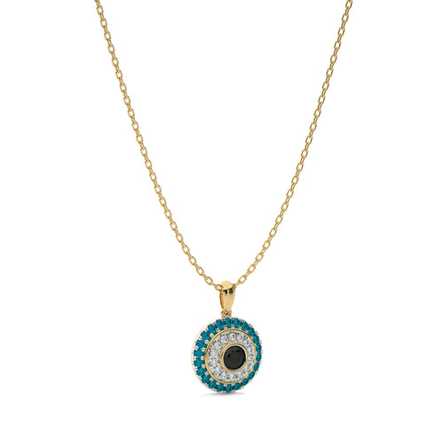 1 1/4 CT. Round Natural Blue and Black Treated Diamond Pendant Necklace