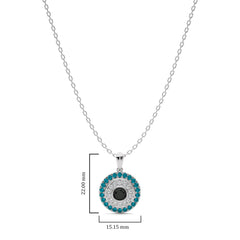 1 1/4 CT. Round Natural Blue and Black Treated Diamond Pendant Necklace