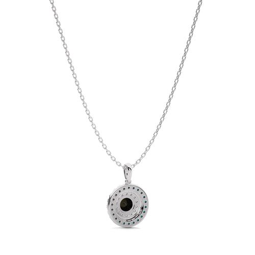 1 1/4 CT. Round Natural Blue and Black Treated Diamond Pendant Necklace