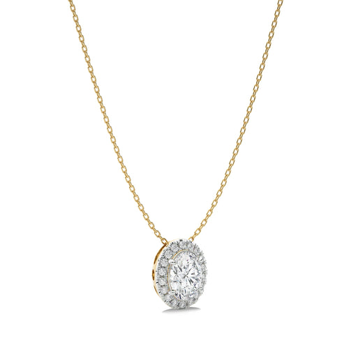 1 CT. Oval and Round Halo Lab Created Diamond Pendant