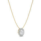 1 CT. Oval and Round Halo Natural Diamond Pendant