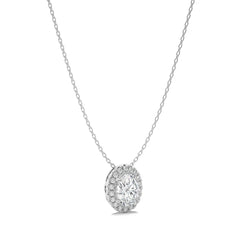 1 CT. Oval and Round Halo Natural Diamond Pendant